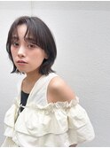 大人かわいいくびれボブ　前髪なし黒髪ボブ渋谷外はねボブmomoko