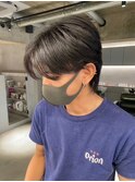 スパイキーショートブルーブラックフェザーパーマサーフカール