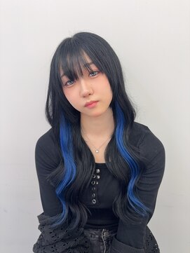 ロサ ファイブヘアー(Rosa..5Hair) 黒髪×ブルーインナーロング