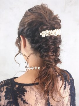 アルバム 銀座(ALBUM GINZA) 編みおろしパール_ネイビーカラーフレンチボブ_ba244752