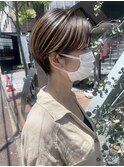 NUDEハイライト 20代30代40代前髪なしショート大人ショートボブ