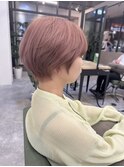 小顔ショートダブルカラーペールピンク