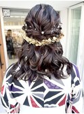 卒業式・袴・ハーフアップ・金箔・ヘアセット