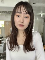 ミンクス 原宿店(MINX)&nbsp;ロングフェイスレイヤー シースルーバング オリーブカラー