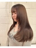 ナチュラルロングレイヤーオリーブベージュブリーチなし