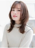 斜めバング小顔マレットヘアミディアムウルフc7上尾20代30代40代