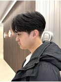 メンズセンターパートウルフセンターパートニュアンスパーマ襟足