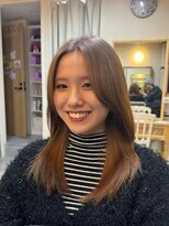 ヘアリゾート粋 ウナム 新宿東口店(enam)&nbsp;顔まわりレイヤー/ナチュラルベージュ/艶髪