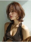☆ホワイトグレージュミニウルフデジタルパーマチェリーブラウン