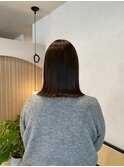 大人シアーベージュミニウルフボブミディアムレイヤー