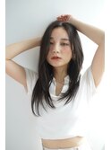 暗髪/レイヤーカット/長めバング