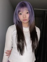 ヨハク 大阪梅田中崎町(yohaku)&nbsp;【MIHO】パープルルーツカラー×ギザギザバングレイヤー