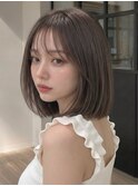 ミルクティーベージュ姫カットエギョモリ前髪ありワンホンヘア☆