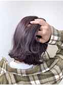 パープルピンク×外ハネくびれボブ