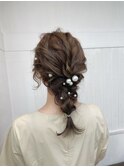 お呼ばれヘアセット　ダウンスタイル　編み込みヘアセット