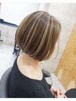 ヘアテリア リュウ 大塚(hair teria ryu) 前下がりボブ×表面ハイライト