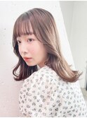 外ハネくびれ巻き_チェリーブラウンフェミニンロング_8909