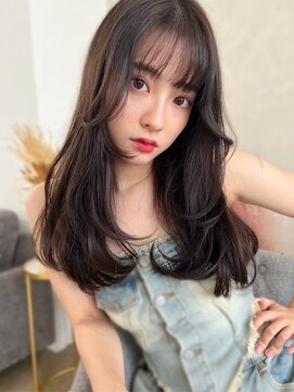 アンジェリカ 難波店(ANGELICA) ANGELICA 内巻き無造作ダークブラウン ぱっつん前髪