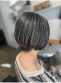 30代40代50代グレージュ白髪ぼかしグラボブショートボブ#306