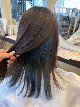 ヘアショップエヌアンドエー 久喜 栗橋店(hairshop N&A) インナーブルーカラー×うる艶ストレート