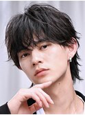 シースルーマッシュウルフ(黒髪)エアリーパーマ