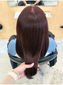 ラベンダーピンク暖色カラーレイヤーカット