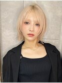 レイヤーボブ 韓国へア ホワイトブロンドボブレイヤーA0814