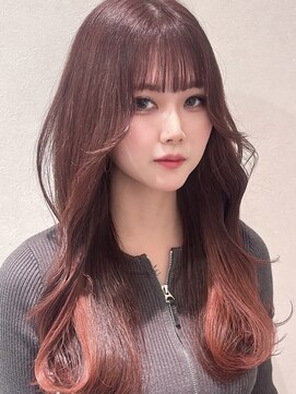 アース コアフュールボーテ 熊谷店(EARTH coiffure beaute) ボルドー_イヤリングカラー_ブリーチ_レイヤーカット
