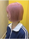 下北沢ペールピンクベージュカラー顔周りレイヤーカットウルフ