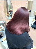 ミディアム レイヤー 暖色カラー ラベンダーピンク ワイドバング