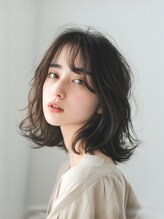 エレノア 梅田店(Eleanor) 暗めカラー ラウンドバング ミディアムレイヤー ココアブラウン