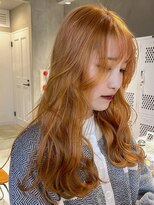 エリマ 調布(elima)&nbsp;調布ダブルカラーミディアムボブベージュアッシュオレンジカラー