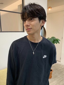 キュー(Cue_) メンズシースルーマッシュニュアンスパーマ(表参道原宿)