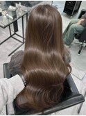 ミディアムロングレイヤーカットブリーチなしダブルカラー心斎橋