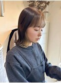 ミルクティーベージュイヤリングカラー×外ハネボブ