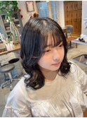 韓国風ヘア/顔まわりレイヤー/シースルーバング