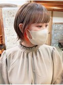 外ハネボブ×オレンジイヤリング