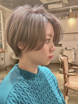 髪質改善と縮毛矯正の専門店 サンティエ(scintiller) 大人綺麗な小顔襟足スッキリショートボブ　30代40代50代