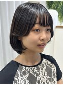 ◎美髪カールベージュブラウンミディアムボブ似合わせ前髪