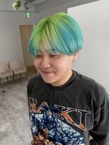 ピヨン 心斎橋(piLLon)&nbsp;ライム×アクアブルー/メンズカラー/シースルーマッシュ