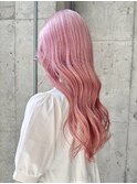 ブロンドに色落ちするピンクカラー/ブリーチ/ダブルカラー