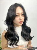 大人レイヤーセンター分け韓国風くびれ巻きスタイル