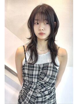 アナ ラーナ(Anna Lanna) ロングウルフ ハッシュカット 韓国レイヤー ダークブラウン