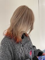 アース コアフュールボーテ 諏訪店(EARTH coiffure beaute)&nbsp;ホワイトミルクティーきつねカラーオレンジグラデーション