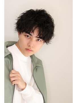 ネイビー(NAVY) ウェーブパーマ ミニセンターパート