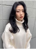 【VIVO】西屋綾香 黒髪ロング センター分け ダークグレー 韓国