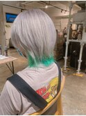 ホワイトシルバー/インナーカラーミントグリーン/ハイトーン