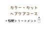 【ヘアケアコース】艶髪カラー+カット+ピュアtr+極艶tr