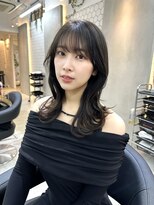 前髪あり髪質改善姫カットセミディカールシアーカラー縮毛矯正