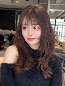 ロンドミラー 博多店(Lond Mirror) ボブルフネビージュ小顔顔周りカット黒髪韓国レイヤーカット博多